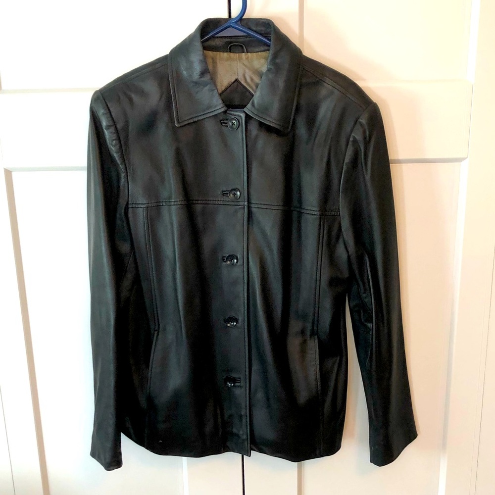 Vintage woman’s black leather jacket